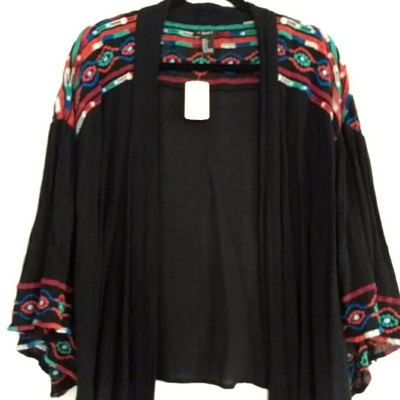 Forever 21 Tops - NEW Forever 21 Colorful Embroidered Kimono Top
